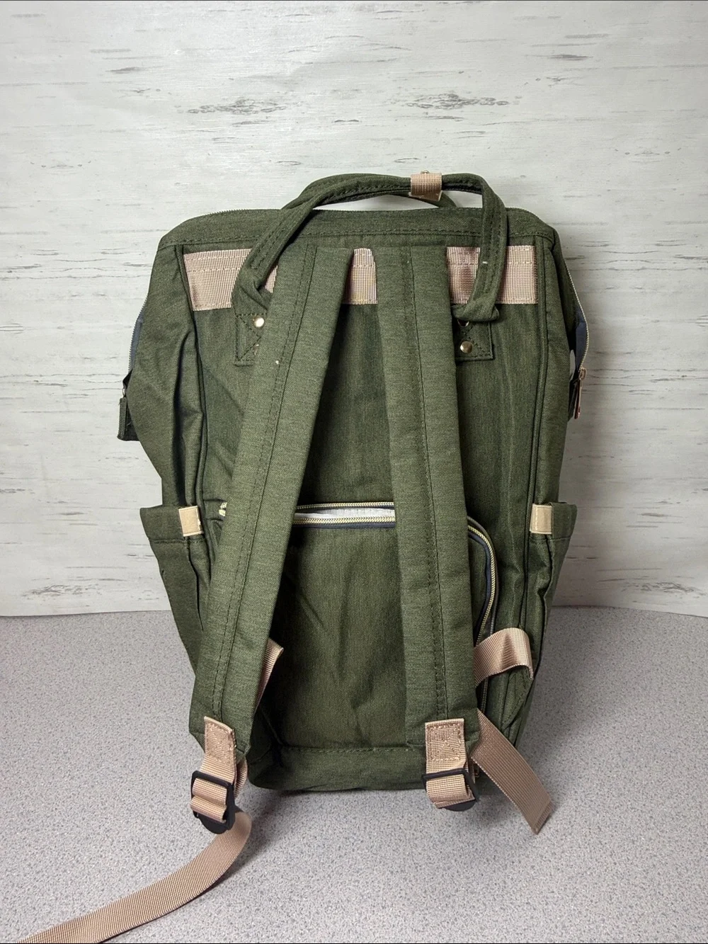 Casual Olive Green Canvas Backpack - infant travel backpack